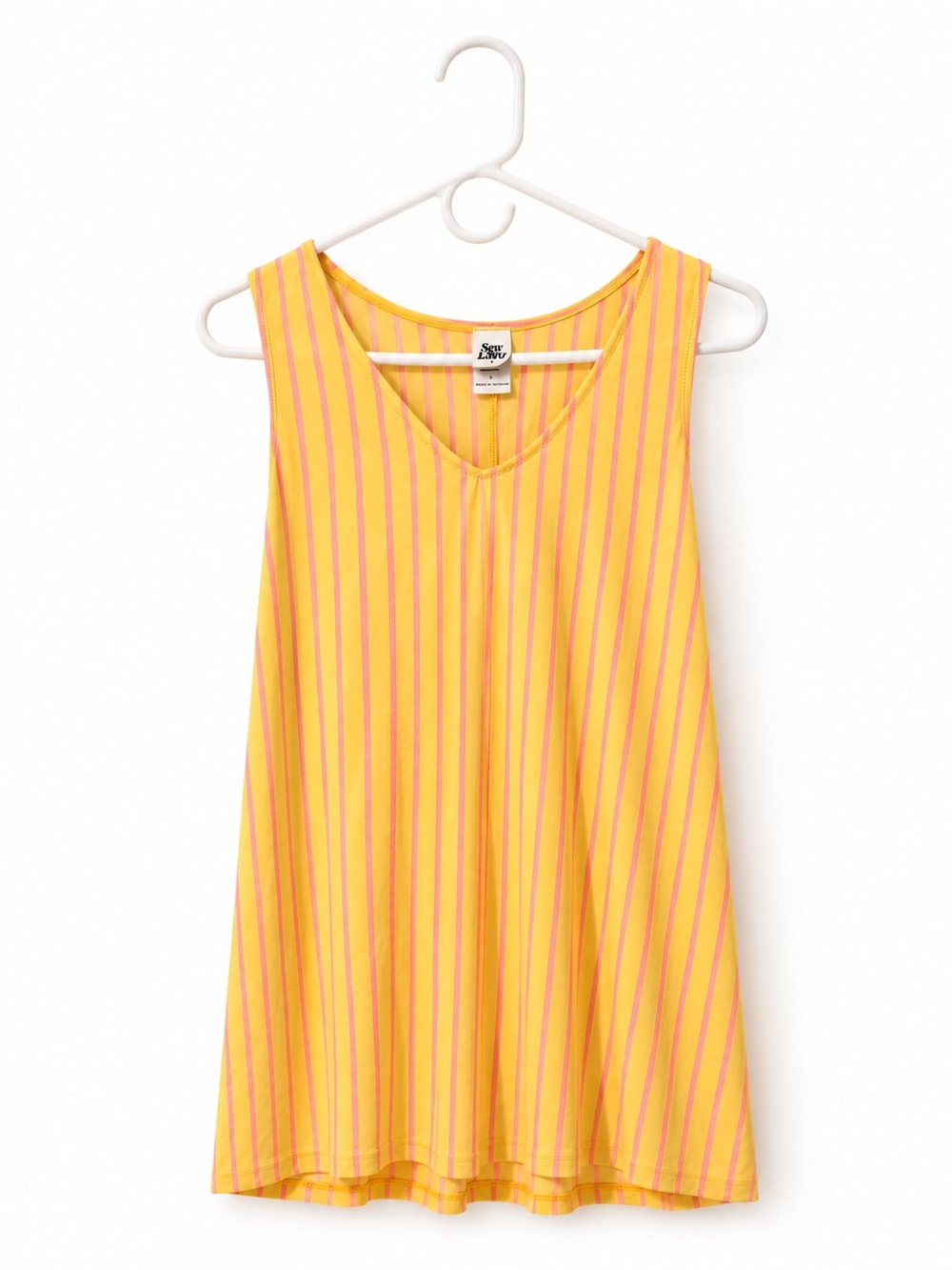 Sew In Love Yellow and Pink Striped V-Neck Tank